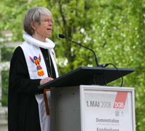 Lutheran bishop Maria Jepsen speaking in Hamburg